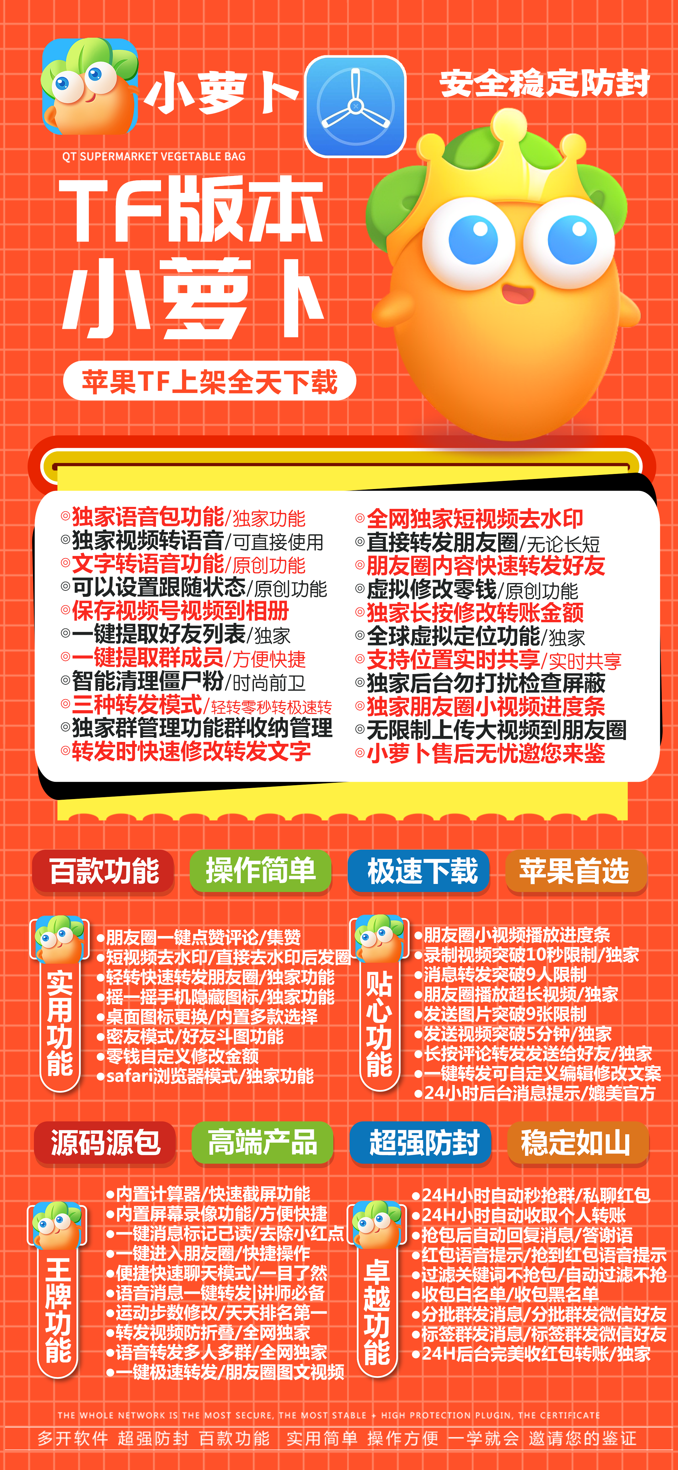 苹果小萝卜 TF安全稳定全方位防护